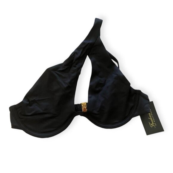 Fredericks of Hollywood Taormina Black One Shoulder Bikini Swim Top Sz Small Bla - Picture 3 of 7